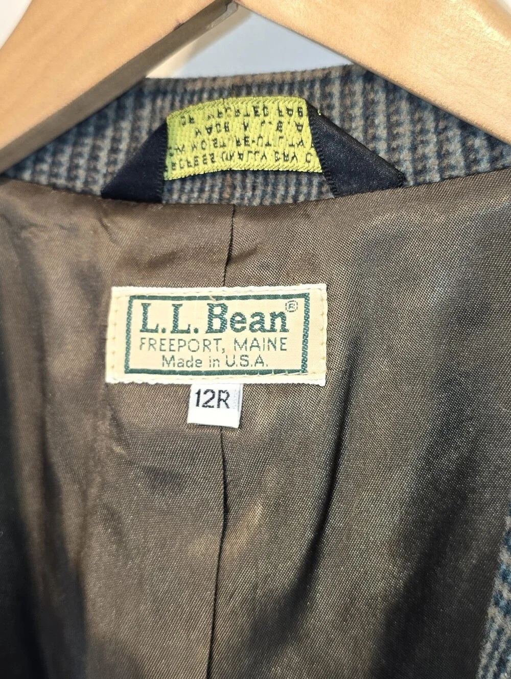 L.L. Bean Vintage Women's Brown and Gray Glen Plaid Sport Coat Blazer Size 12R